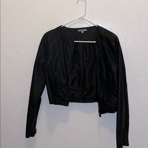 Black leather crop jacket